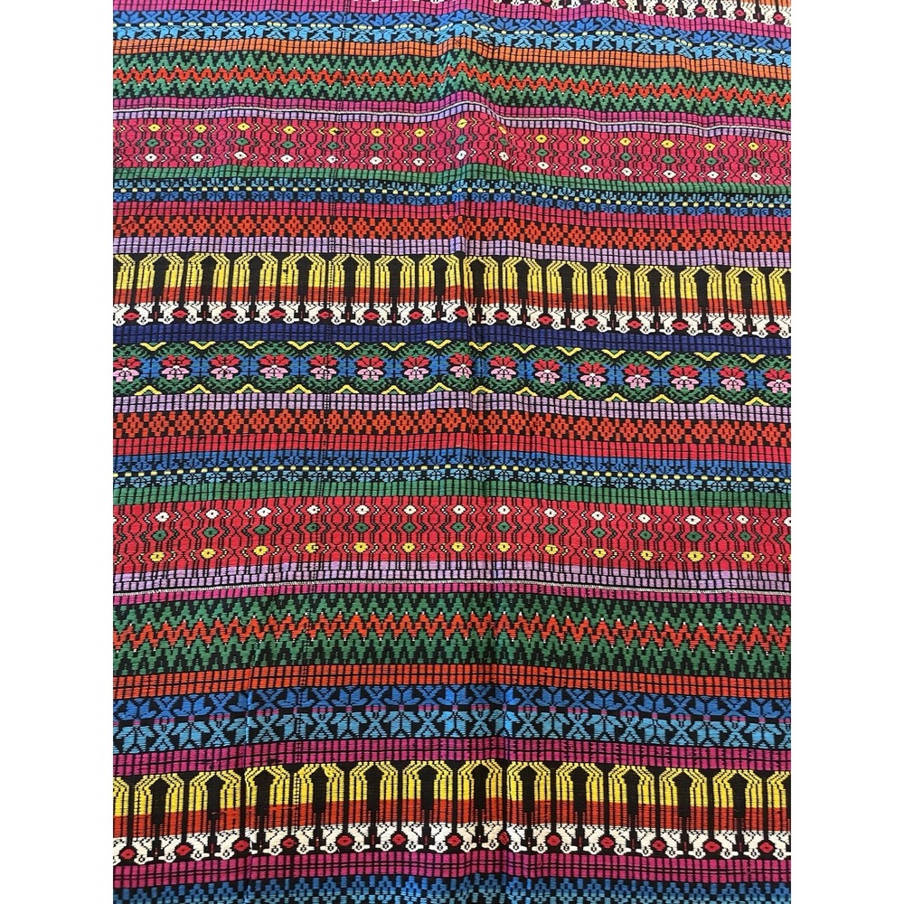 Vintage Handwoven Guatemalan Cotton Fabric Huipil Textile Cloth 34 x 101" Boho